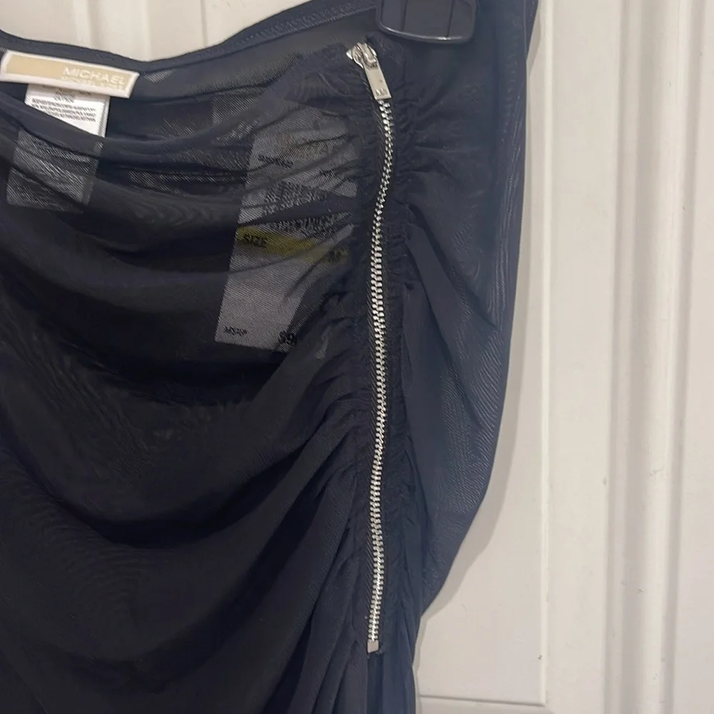 NWT Michael Kors Black Ruched Midi Pencil Skirt